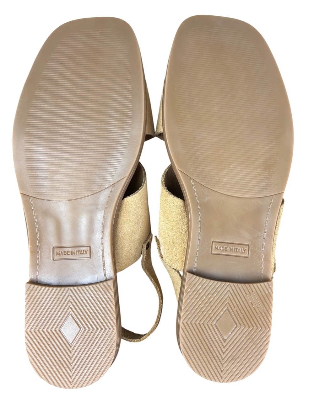 Avellini Italy Tan Suede Slingback Flat Sandals Leather Buckle Size 9.5 - Picture 4 of 12